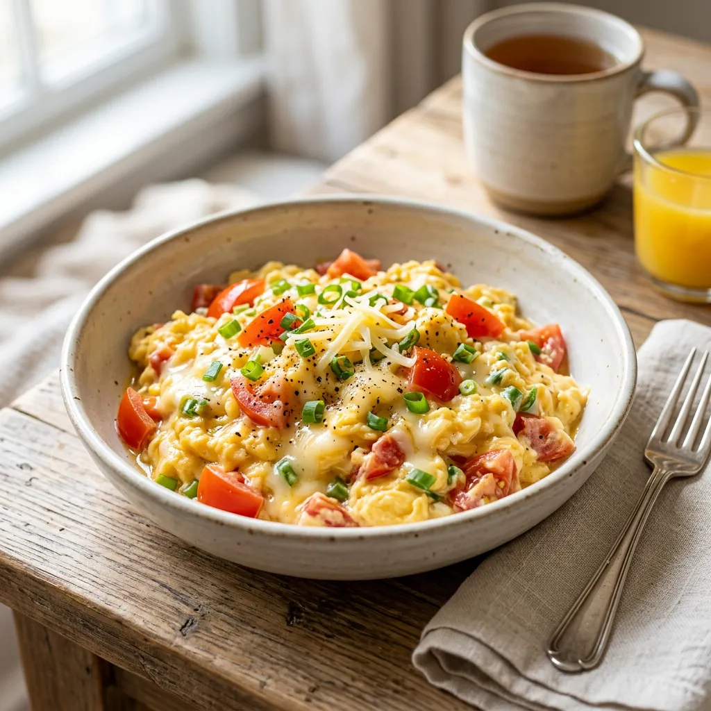 Scrambled Eggs With Tomatoes and Peppers