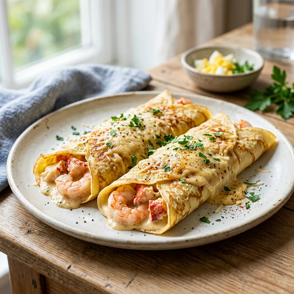 Seafood Crepes With Shrimp & Lobster