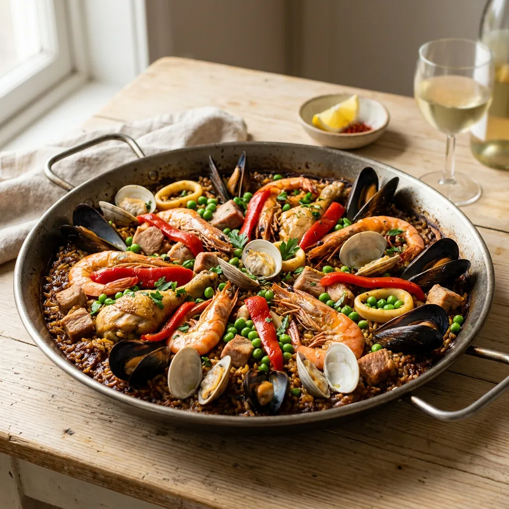 Seafood Paella With Pork and Chicken