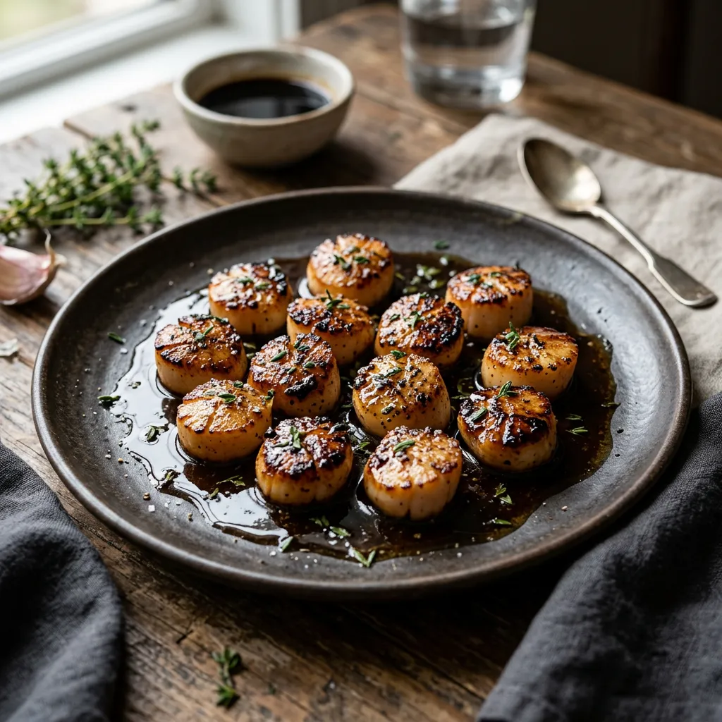 Seared Bay Scallops With Brown Butter Emulsion