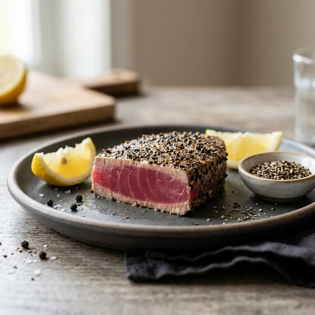 Seared Black Pepper-Crusted Ahi Tuna Steaks
