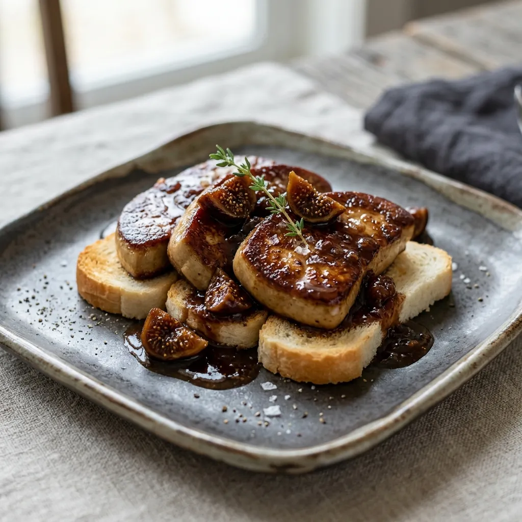 Seared Foie Gras With Mission Fig and Balsamic Reduction