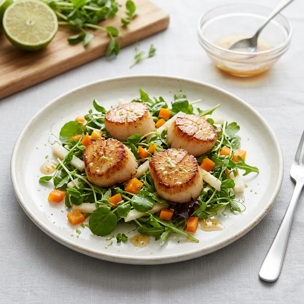 Seared Sea Scallop Salad With Honey-Lime Dressing Recipe