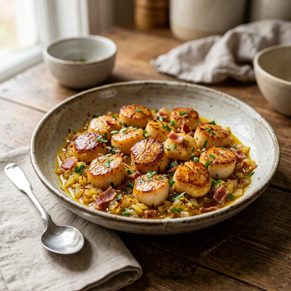 Seared Spanish Sea Scallops With Saffron