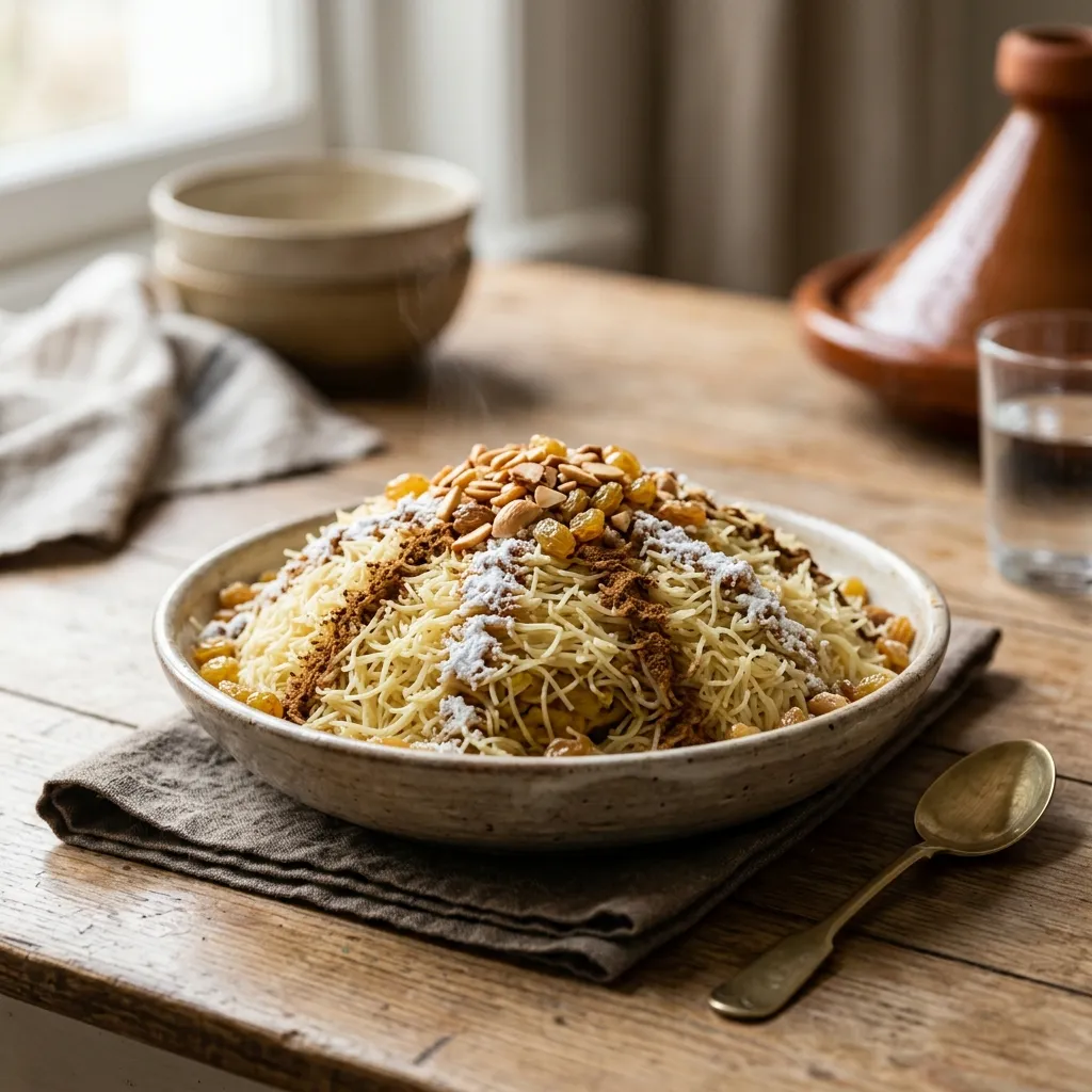 Seffa Medfouna Recipe (Vermicelli With Saffron Chicken)