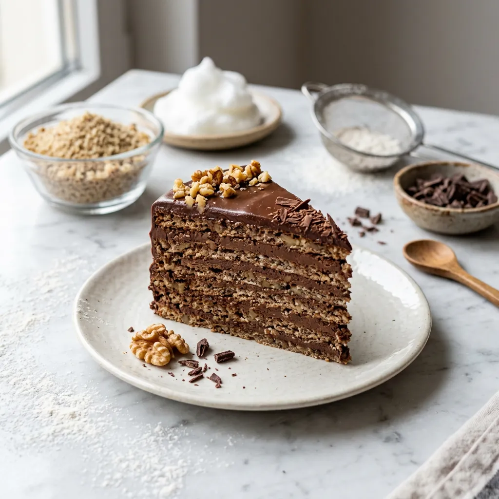 Serbian Multi-Layered Chocolate Cream Cake