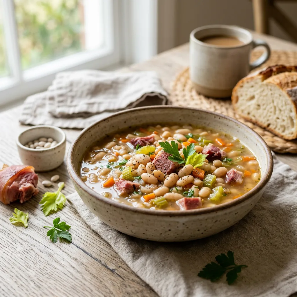 Sharon's Slow Cooker Navy Bean Soup With Ham