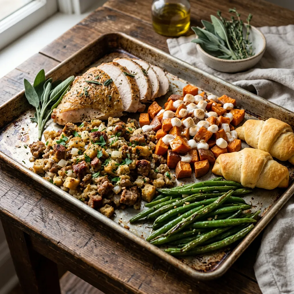 Finished Sheet Pan Thanksgiving Dinner dish