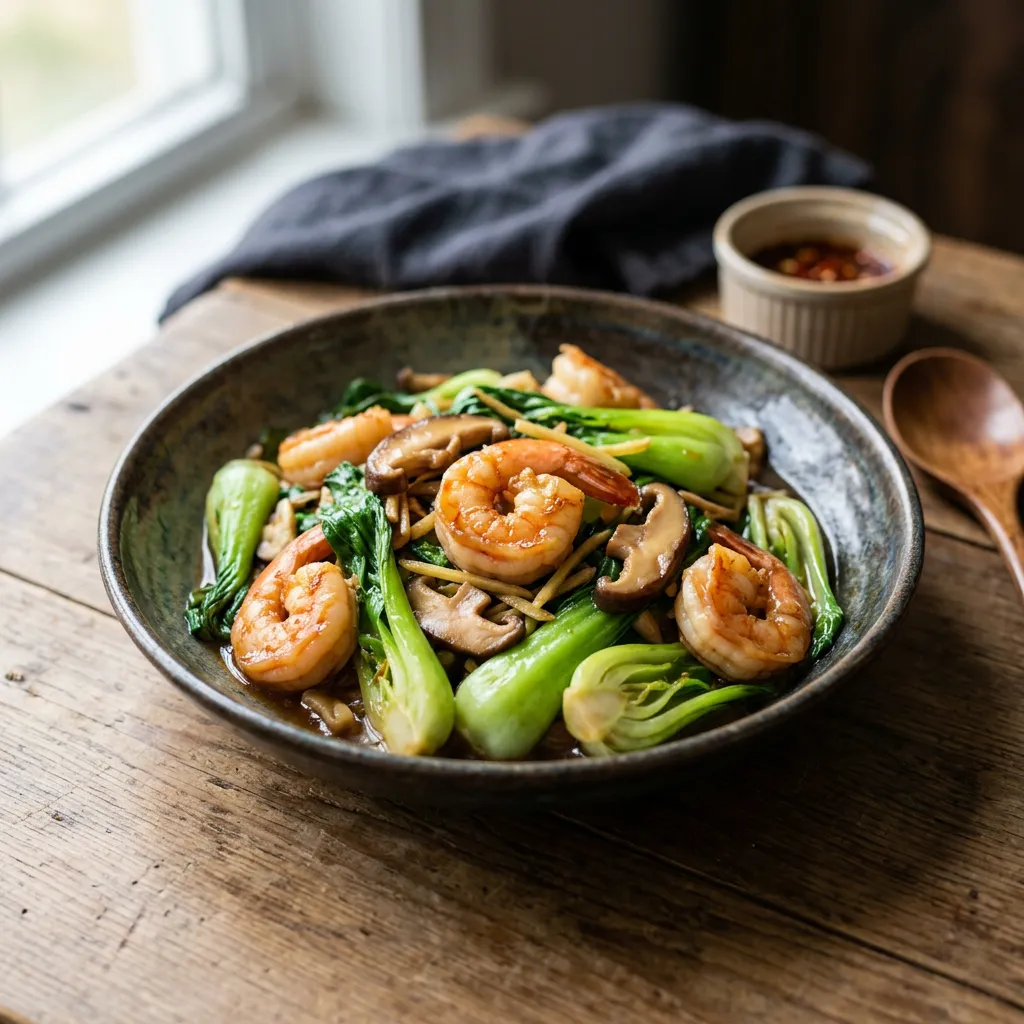 Shrimp Stir Fry with Chinese Greens Recipe