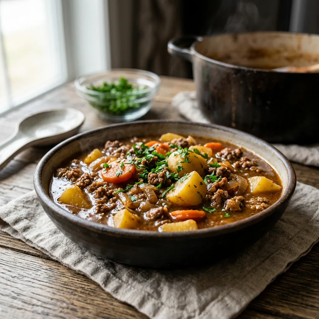 Simple Ground Beef Stew With Vegetables