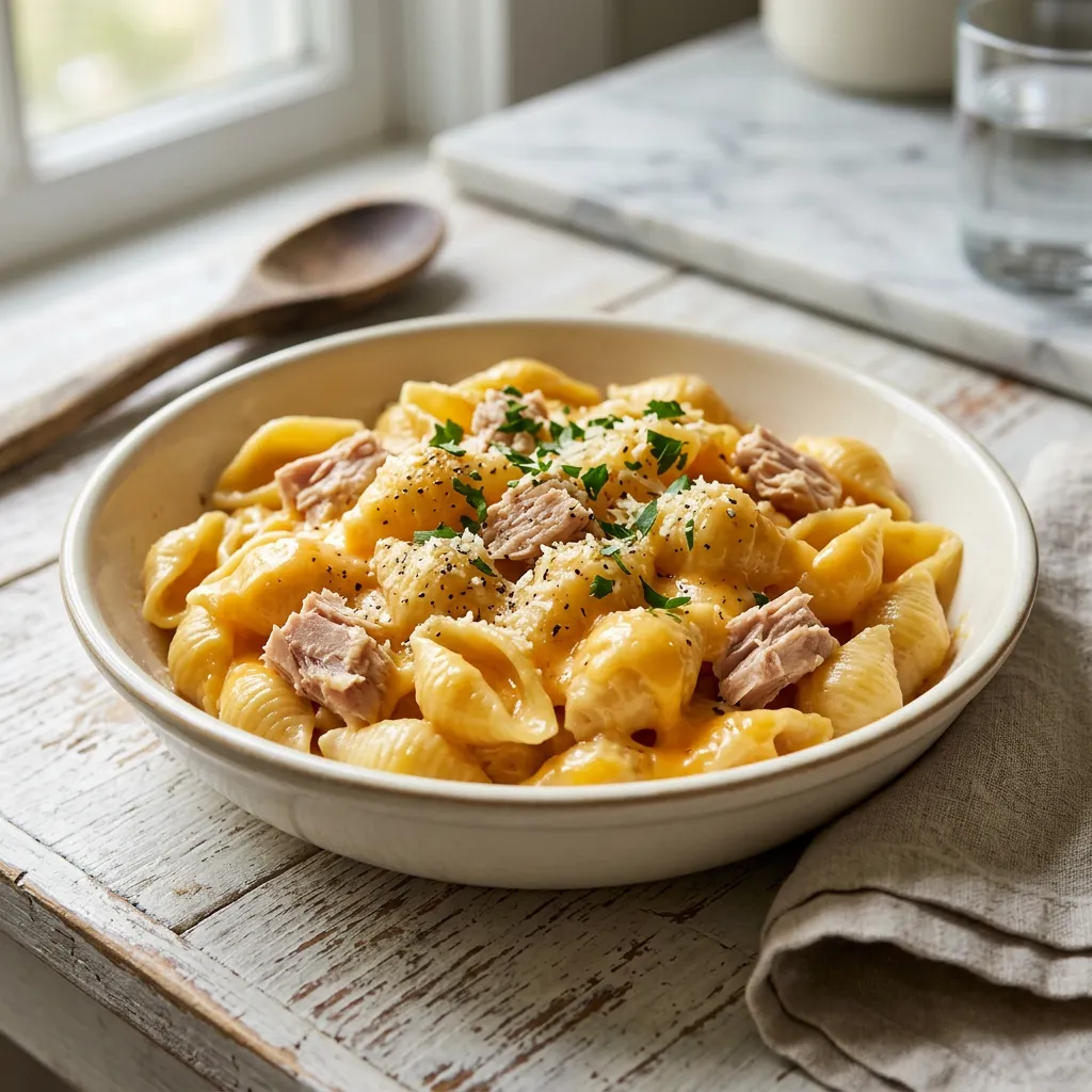 Simple Recipe for Tuna and Shells With Cheese