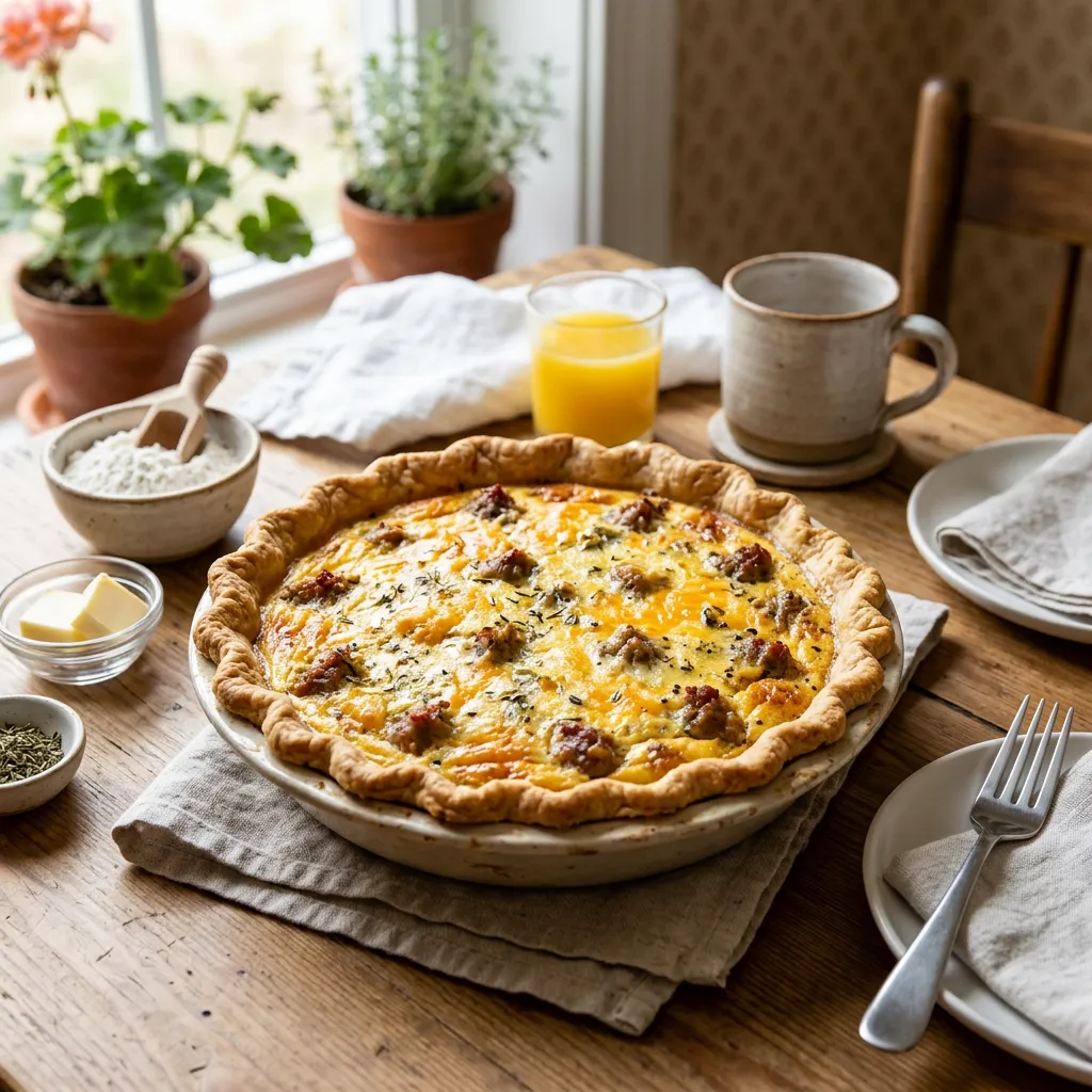 Simple Sausage and Cheddar Quiche