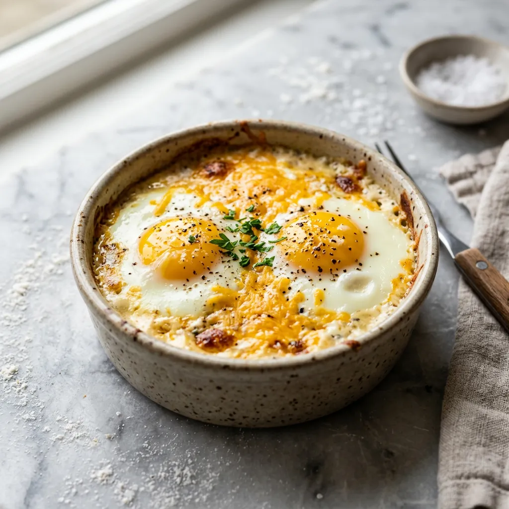 Simple Shirred Eggs With Cheese