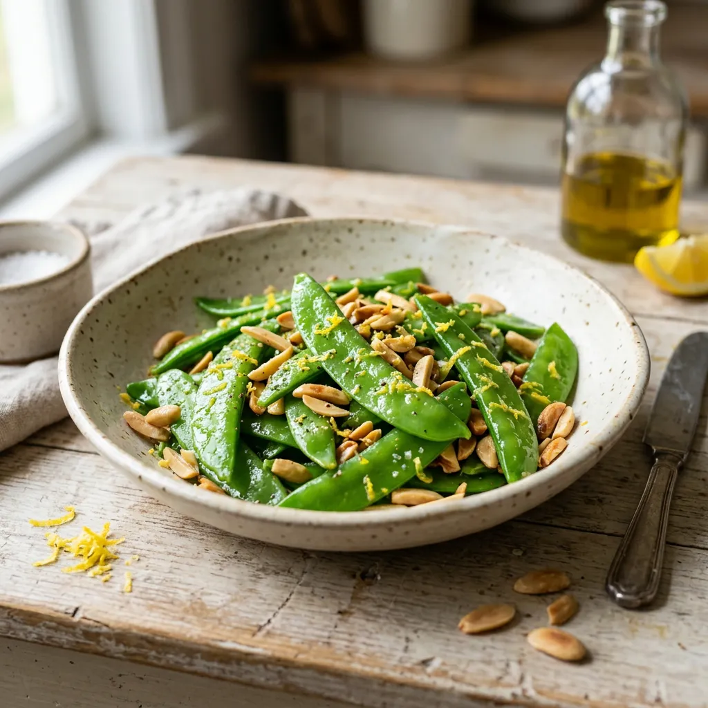 Finished Simple Snow Peas With Butter and Lemon dish