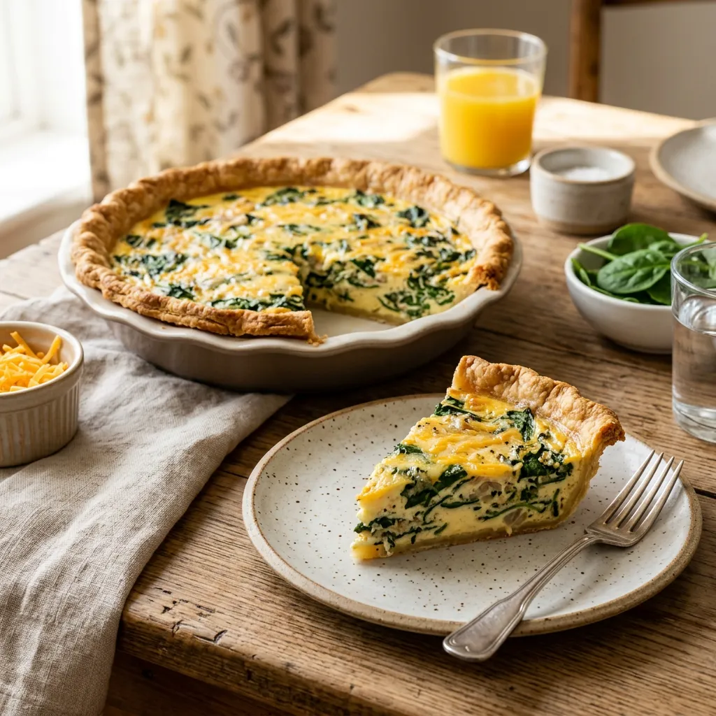 Simple Spinach, Cheese and Onion Quiche Recipe