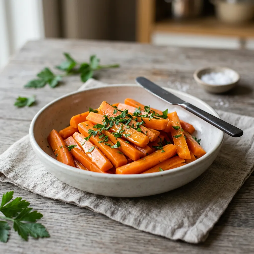 Finished Simple Steamed Carrots With Butter dish
