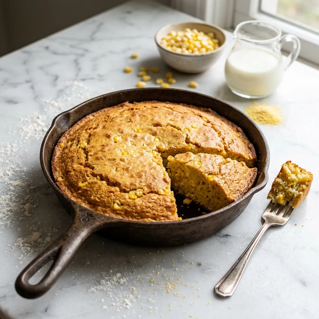 Skillet Buttermilk Cornbread With Corn