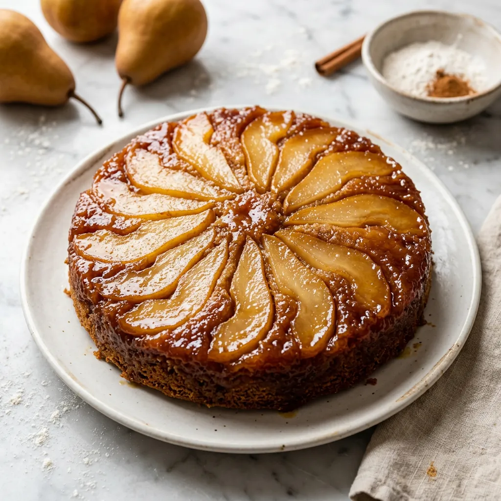 Skillet Pear Upside-Down Cake