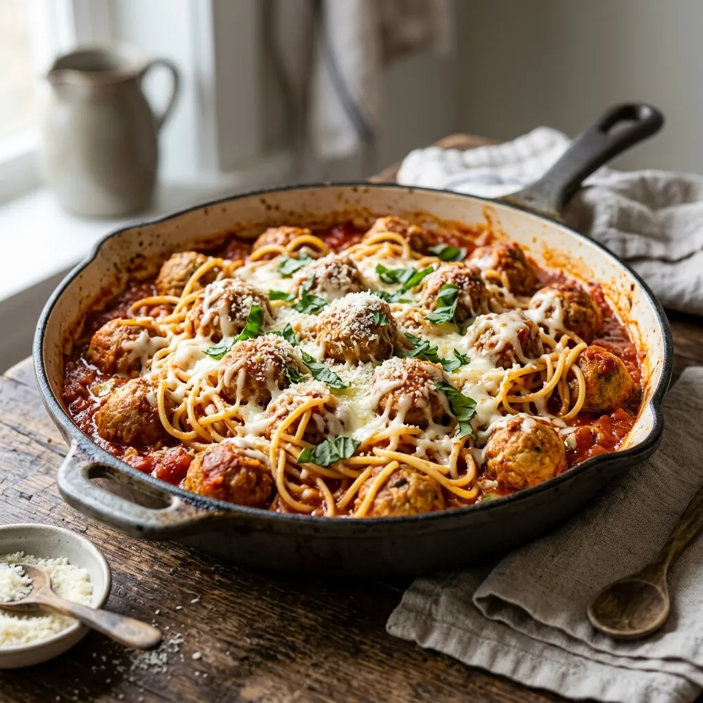 Skillet Spaghetti and Meatballs
