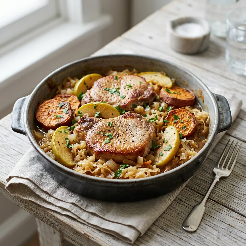 Slow Cooker Apple Pork Chops With Sauerkraut