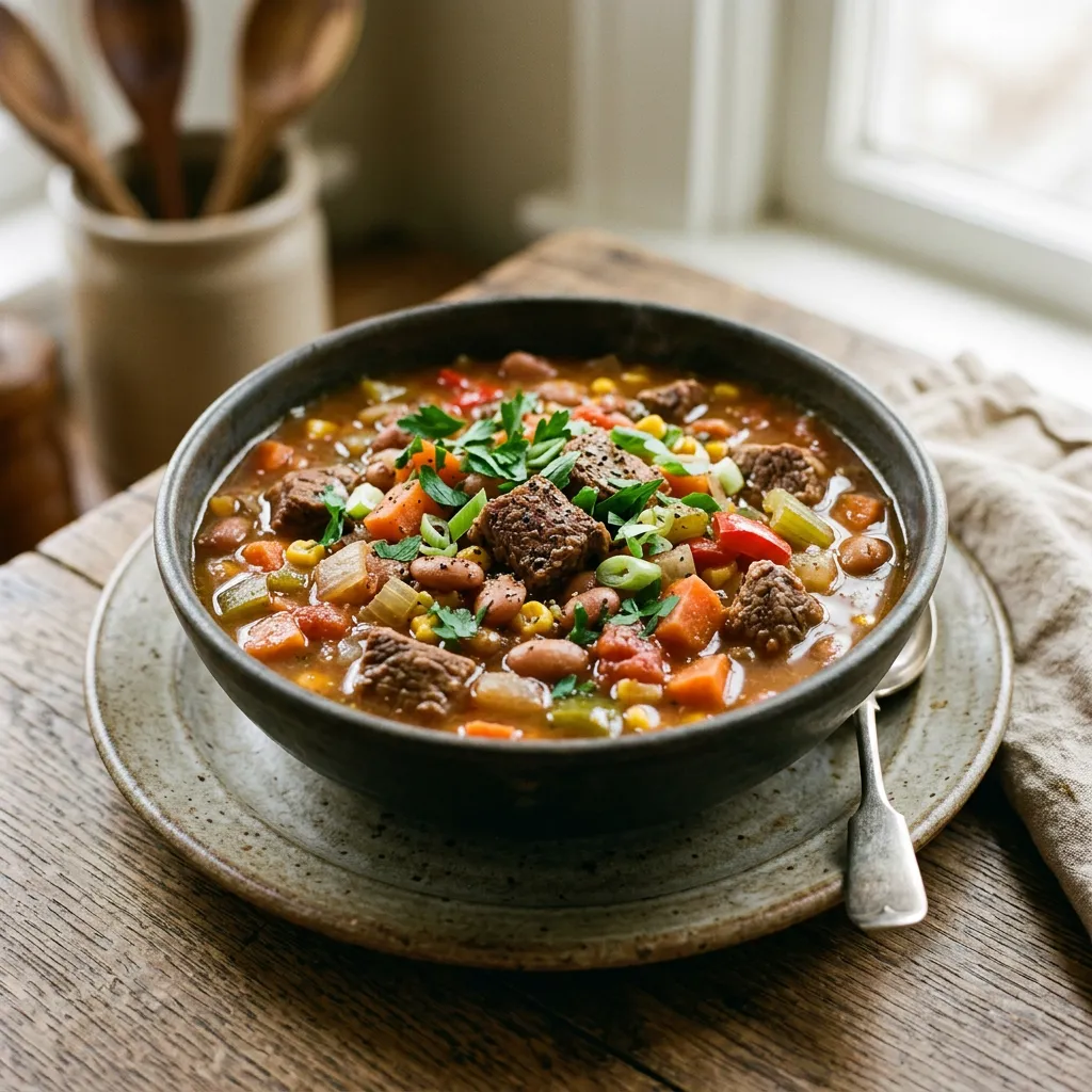 Slow Cooker Beef and Bean Stew