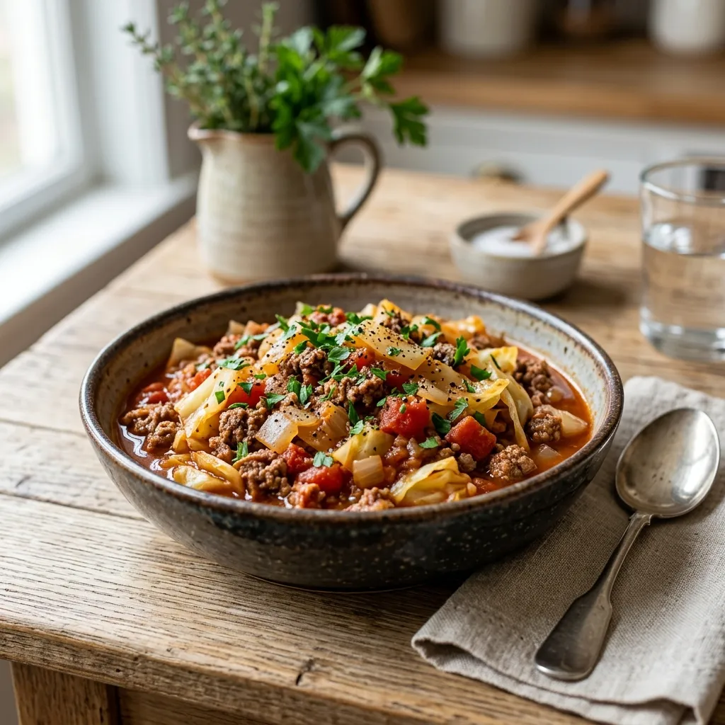 Slow Cooker Cabbage and Ground Beef Casserole Recipe