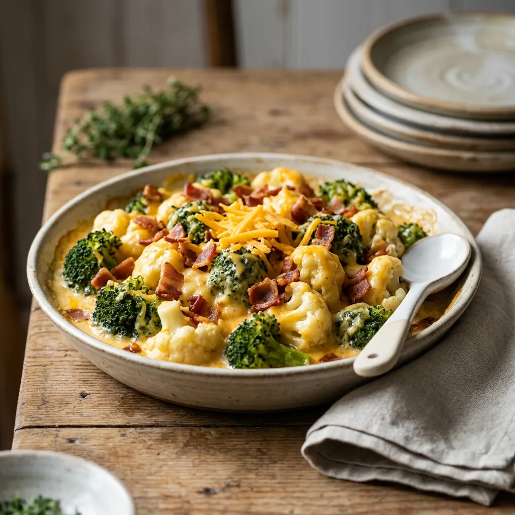 Slow Cooker Cauliflower and Broccoli With Cheese Sauce