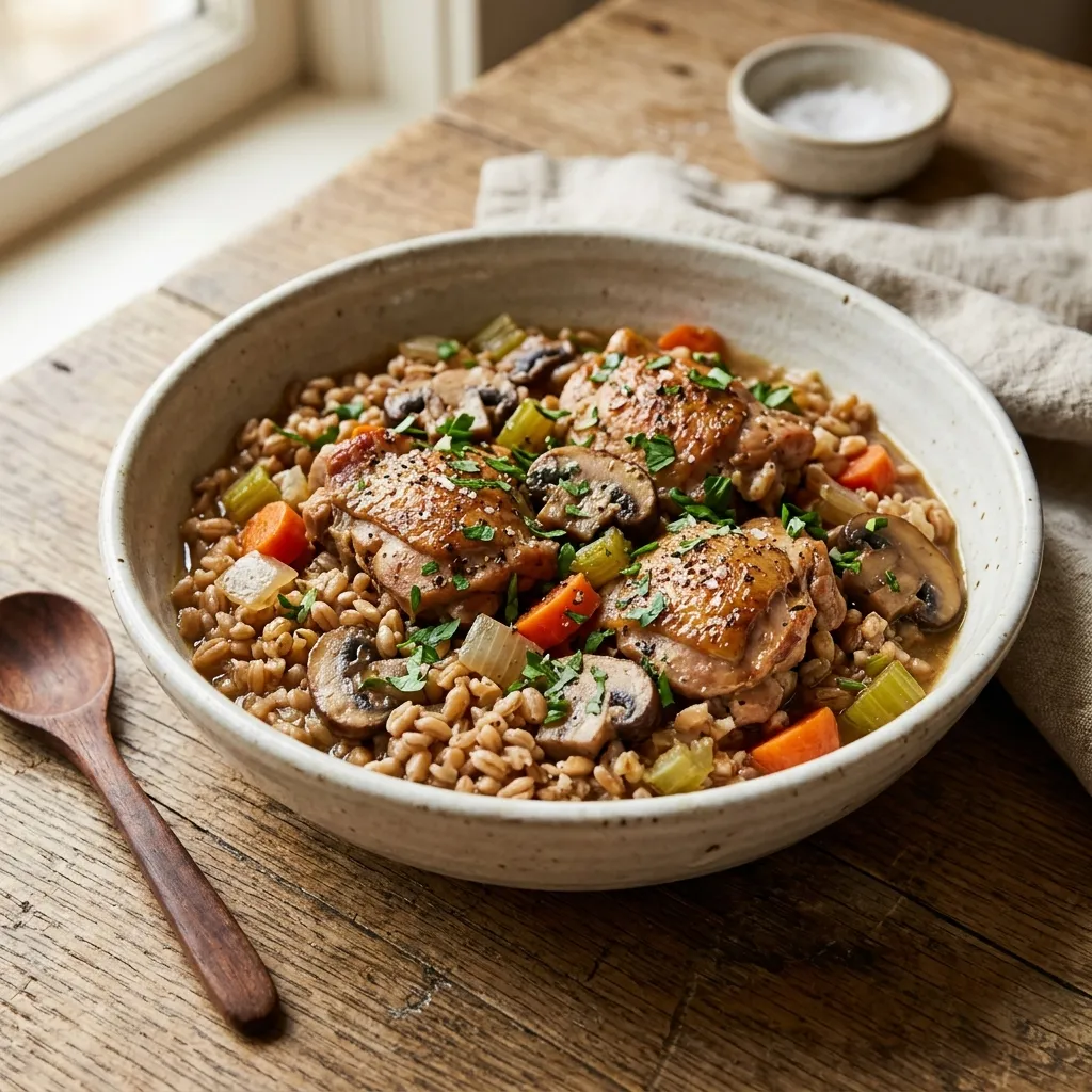 Slow Cooker Chicken With Farro and Vegetables