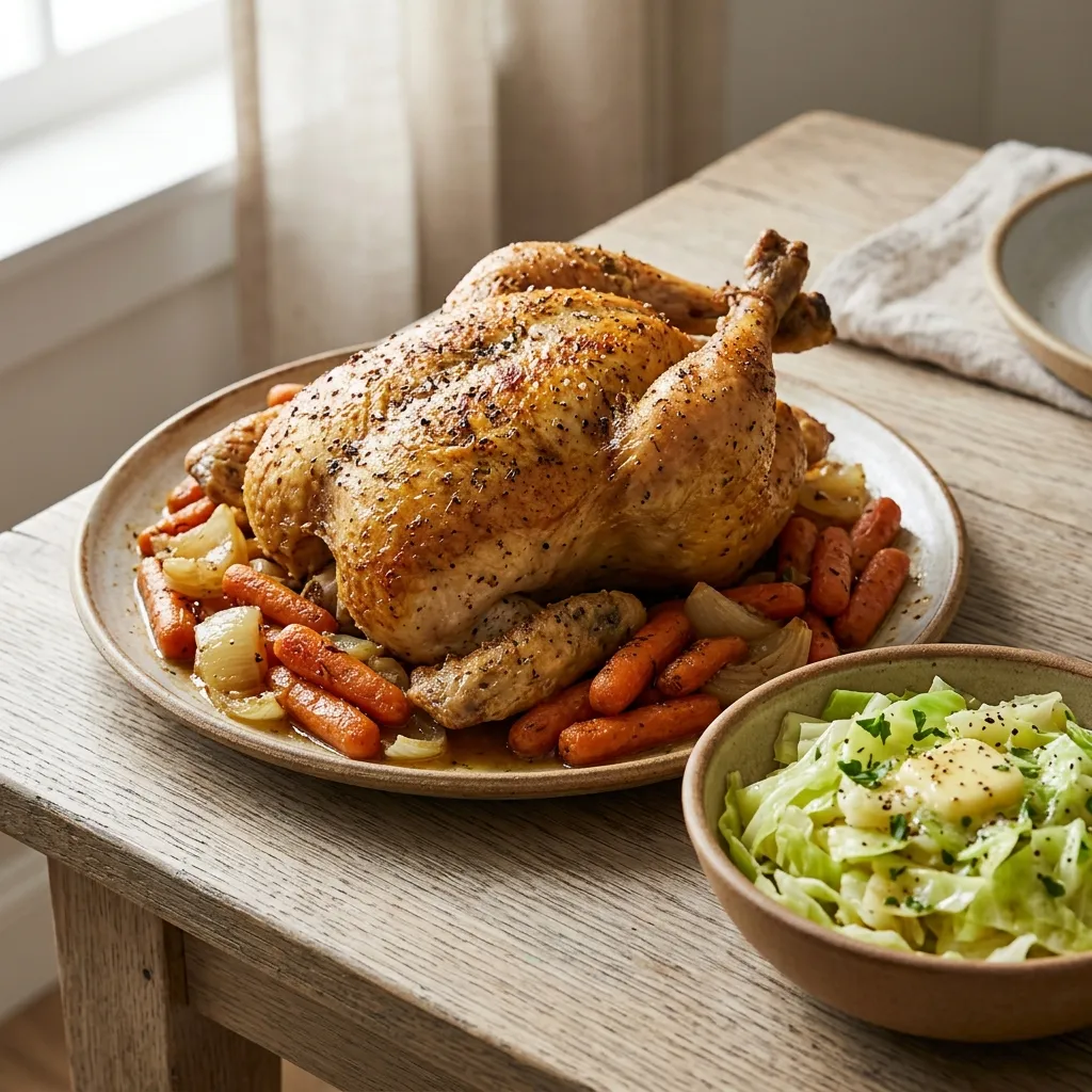 Slow Cooker Garlic Chicken With Cabbage