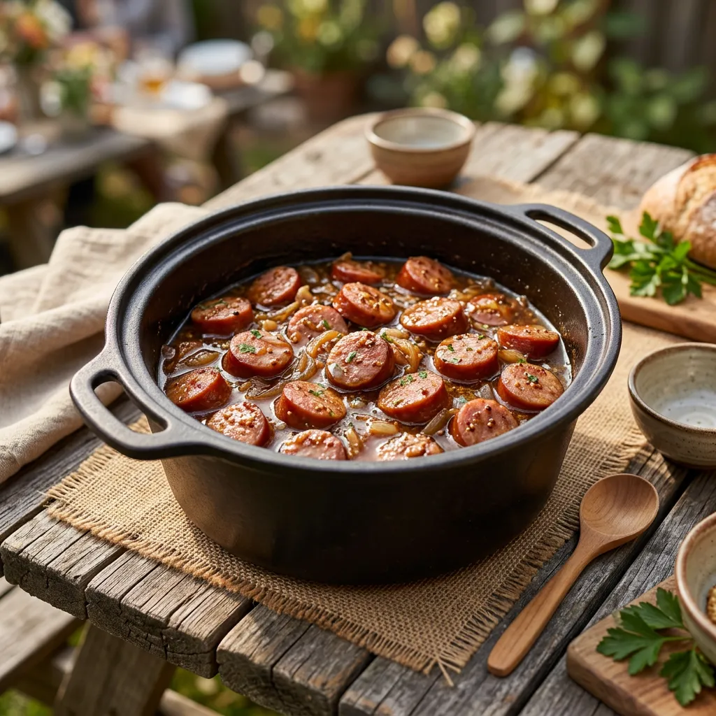 Slow Cooker Kielbasa Sausage in Beer and Mustard Sauce Recipe