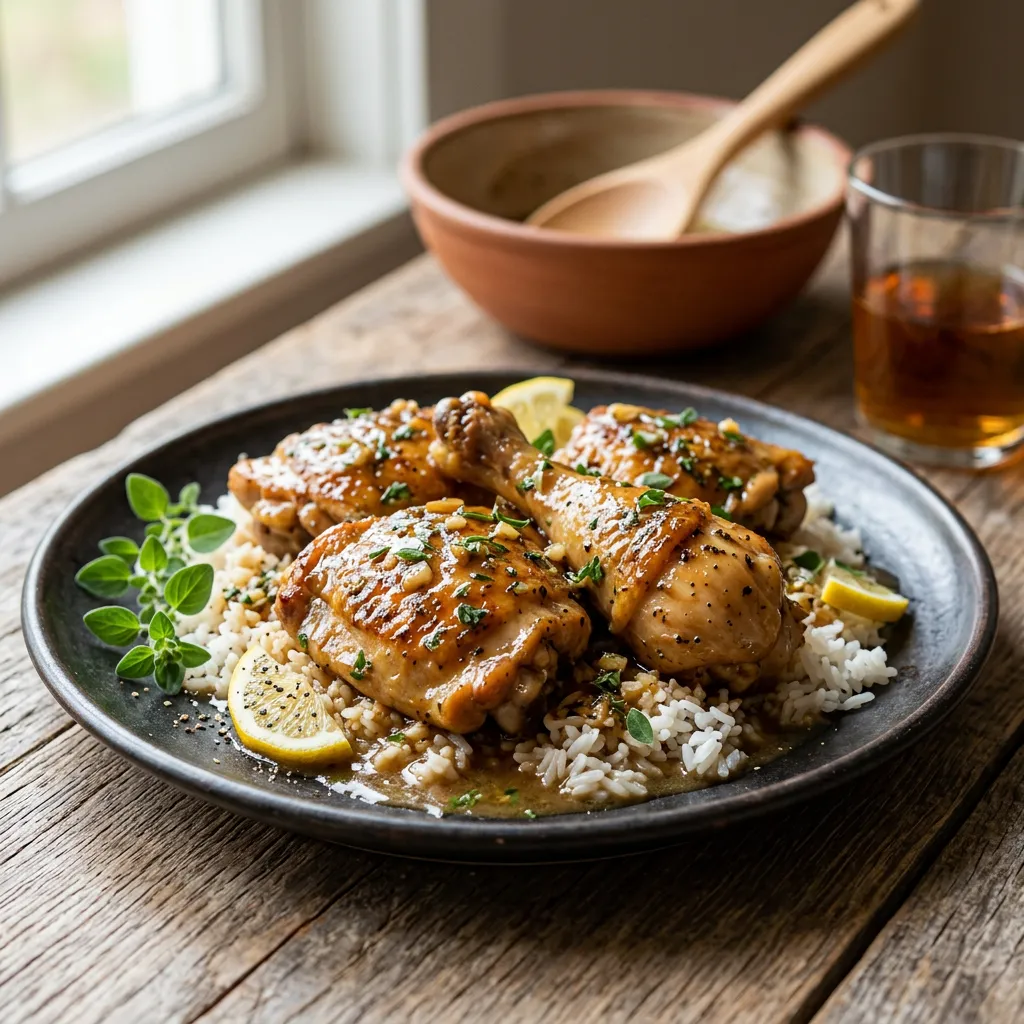Finished Slow Cooker Lemon Chicken dish