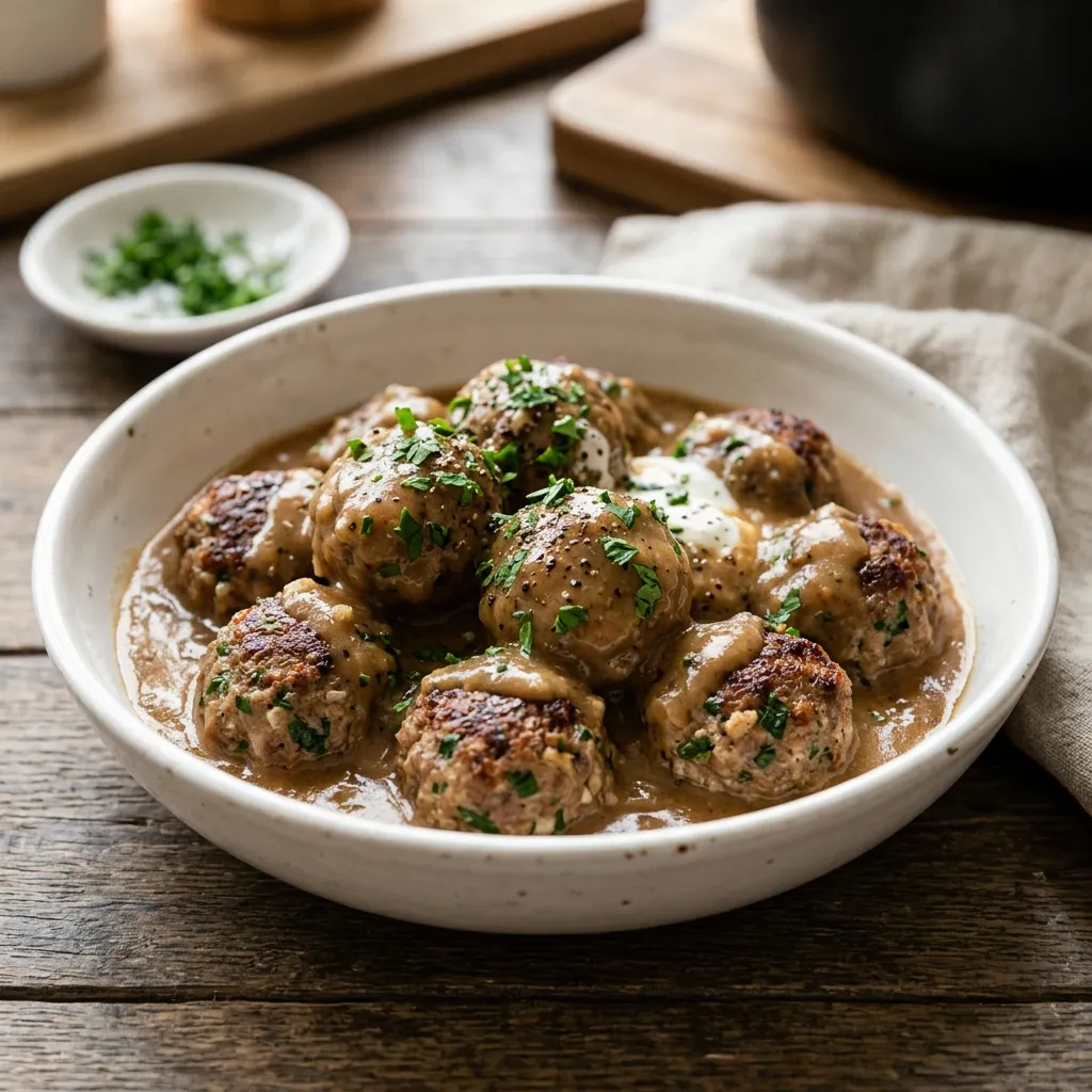 Slow Cooker Meatballs and Gravy