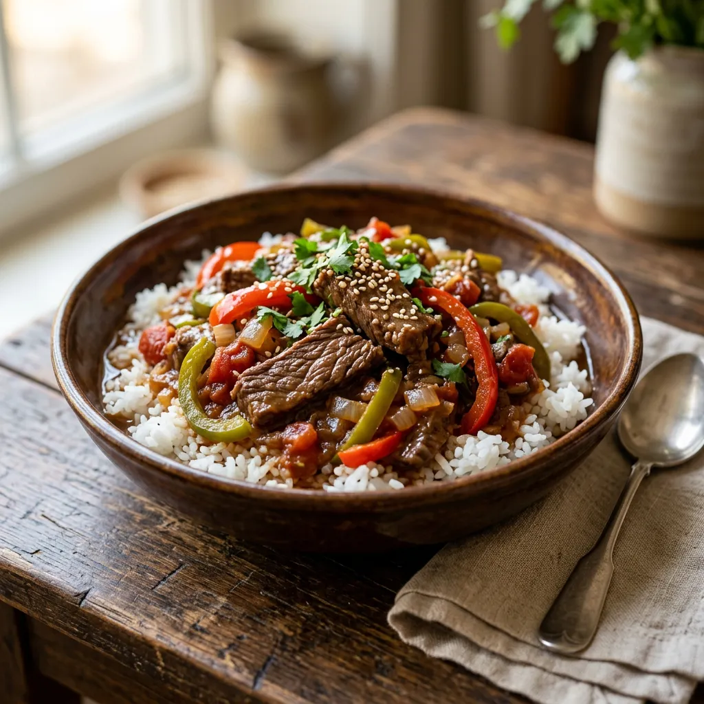 Slow Cooker Pepper Steak