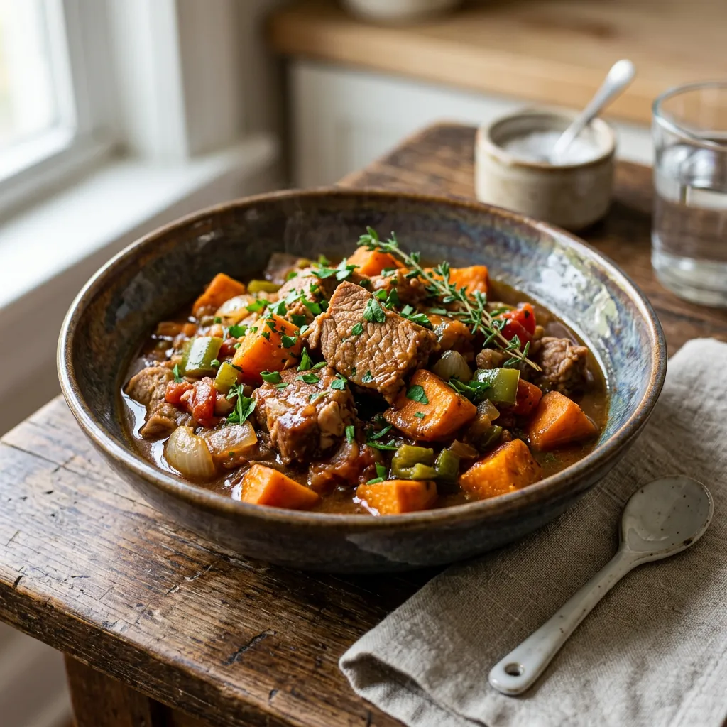 Slow Cooker Pork and Sweet Potatoes