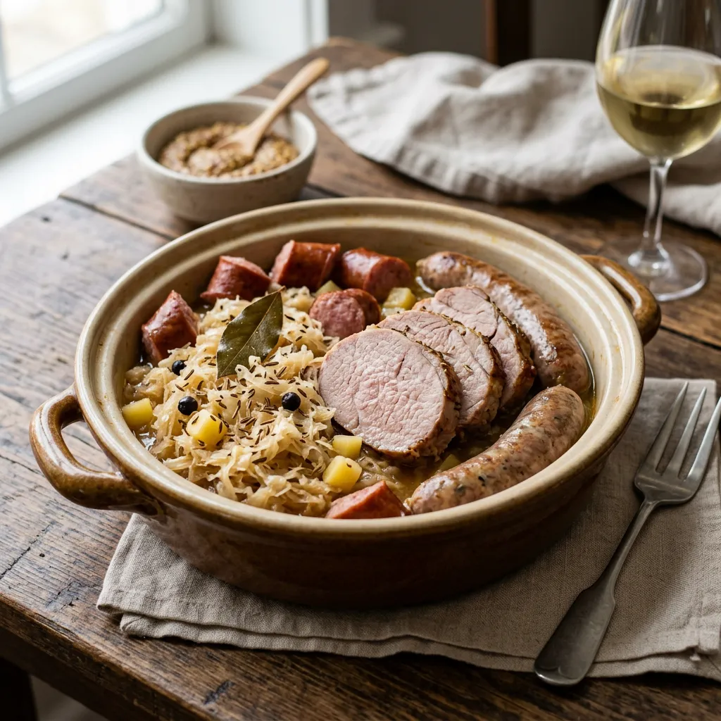 Slow Cooker Pork, Sauerkraut, and Sausages (Choucroute Garnie)