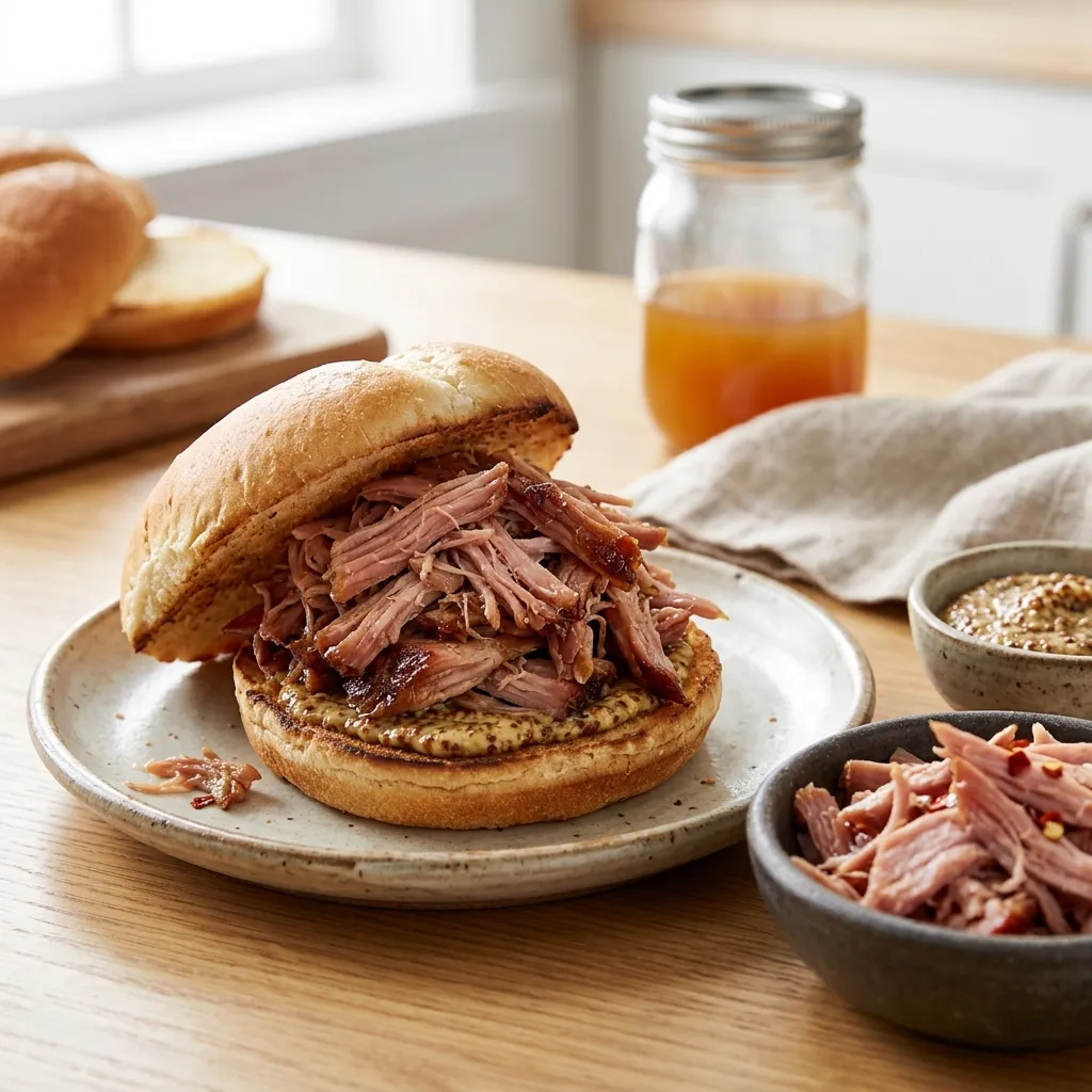 Slow Cooker Pulled Ham With Carolina Mustard
