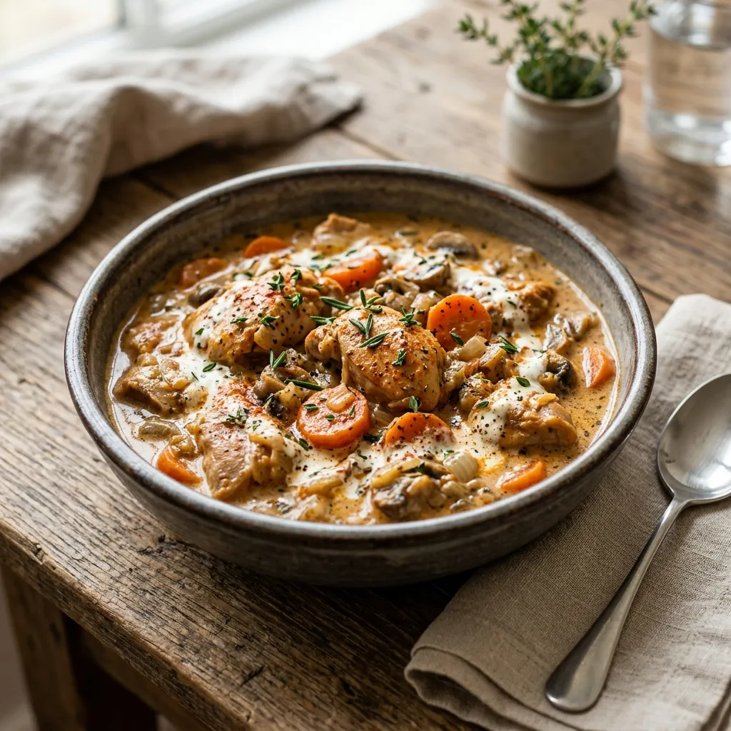 Slow Cooker Rabbit Stew With Sour Cream