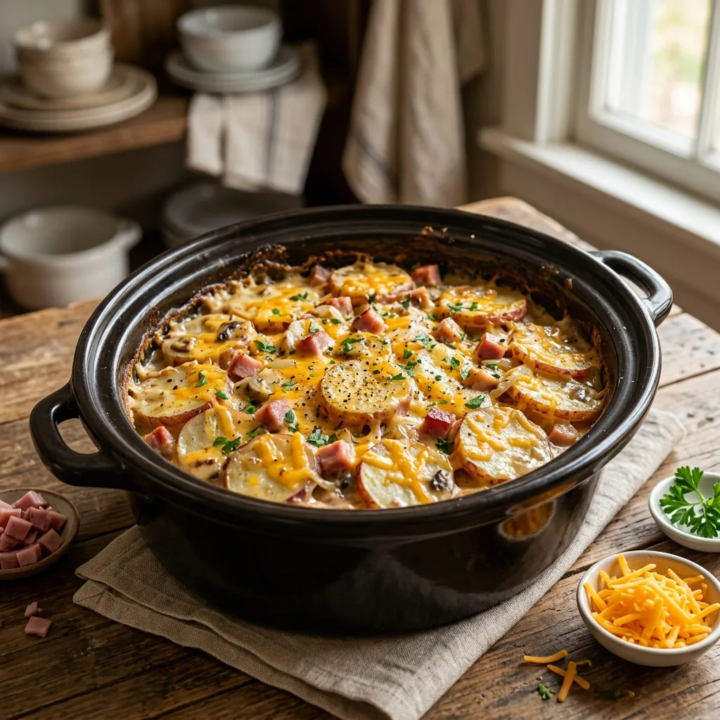 Slow-Cooker Scalloped Potatoes With Ham