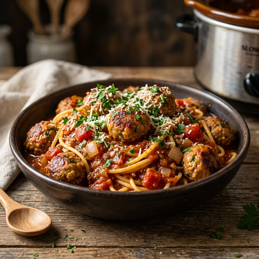 Slow-Cooker Spaghetti and Meatballs