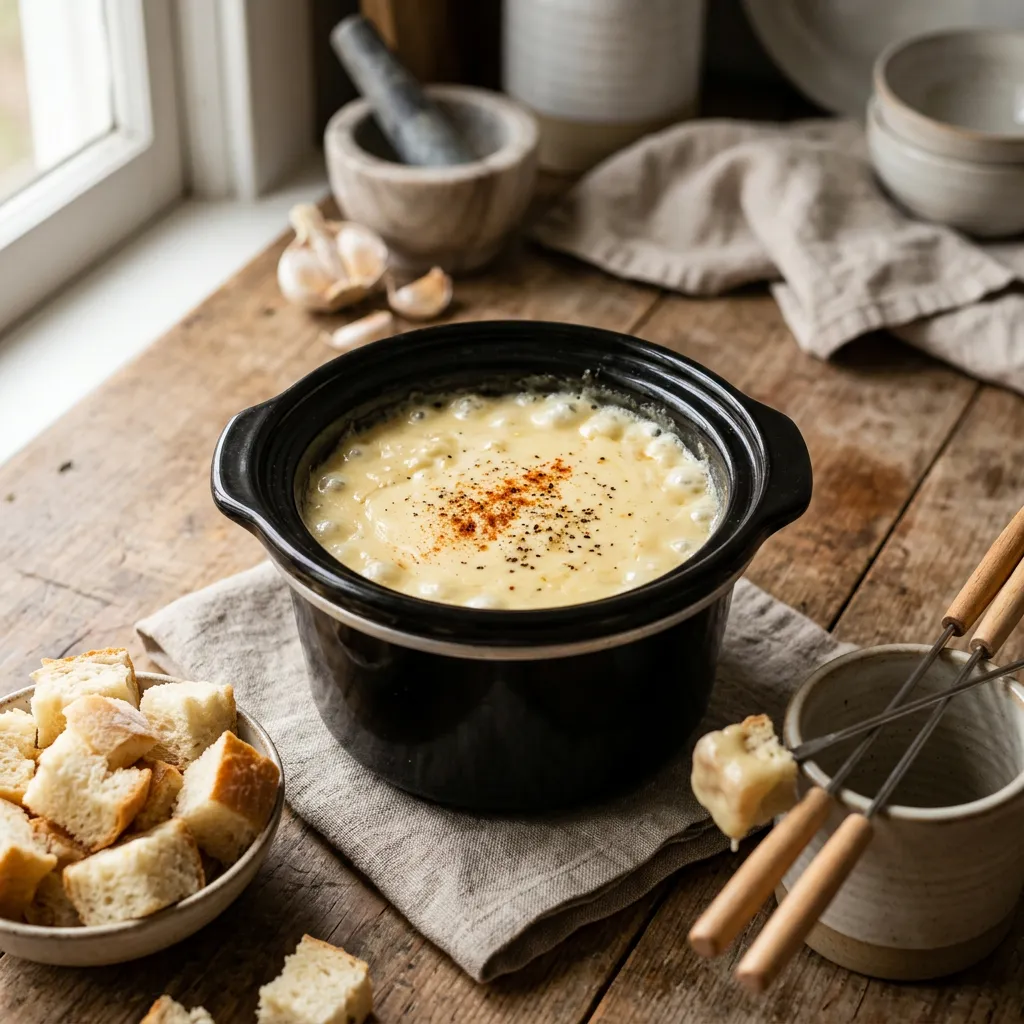 Slow Cooker Swiss Fondue With Kirsch