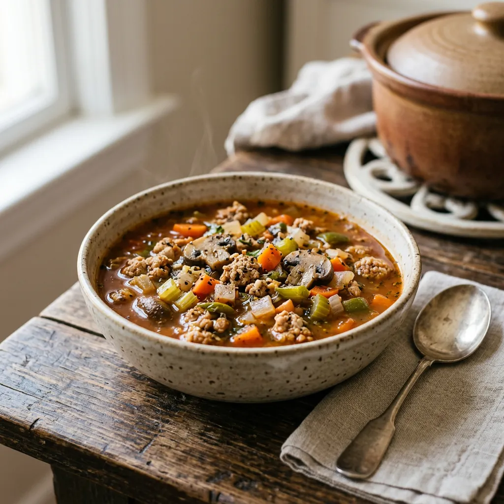 Slow-Cooker Vegetable and Ground Turkey Soup