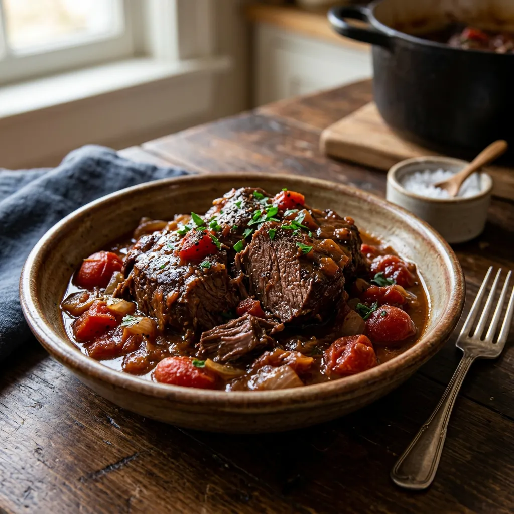 Slow Cooker Venison Pot Roast With Tomatoes