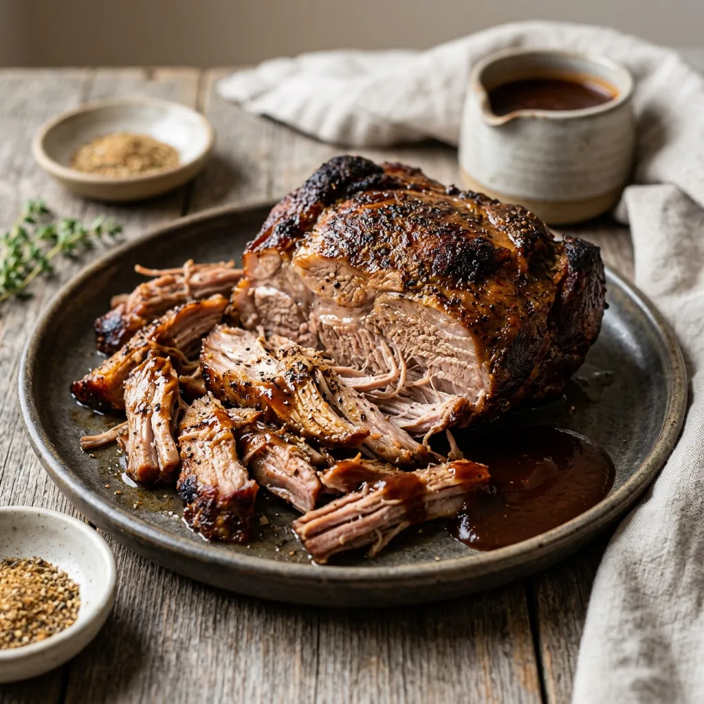 Finished Slow-Roasted Pork Butt Recipe for Ultimate Tenderness dish