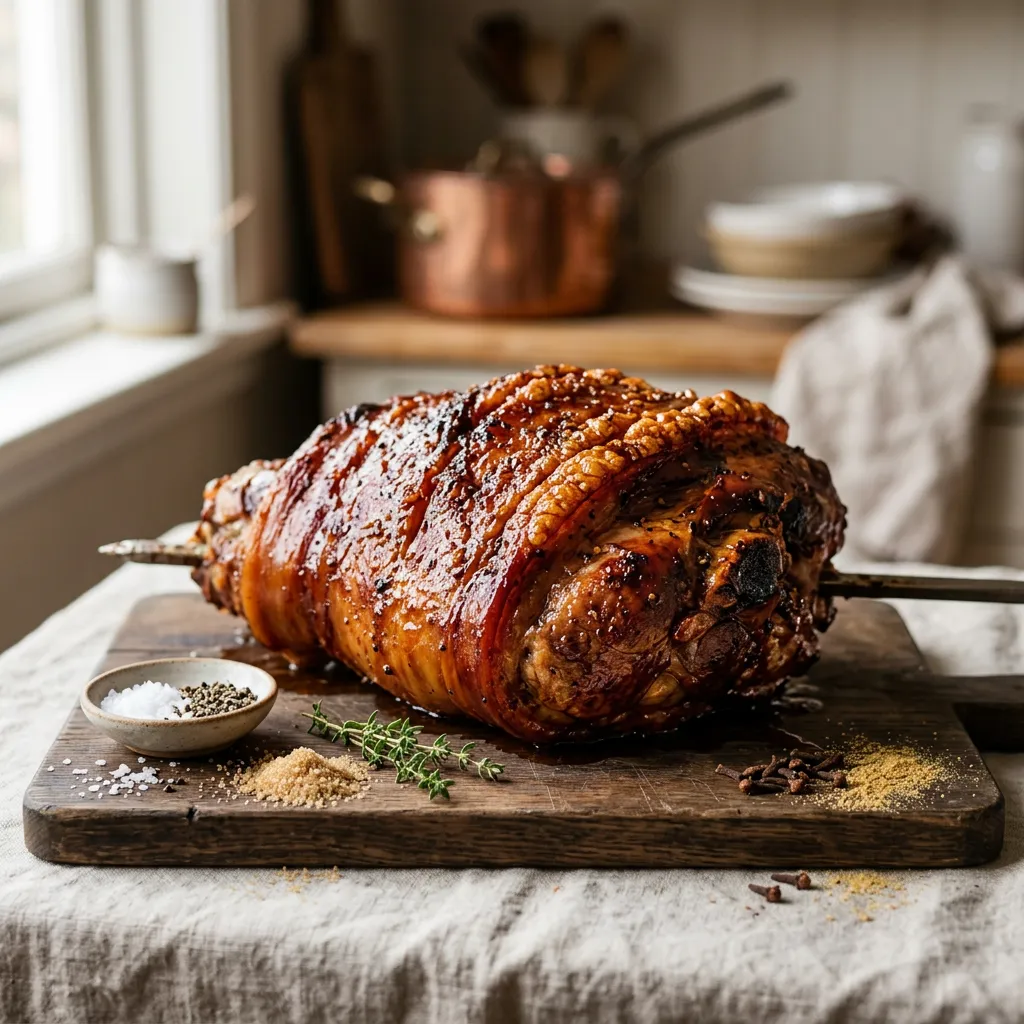 Slow-Roasted Rotisserie Leg of Pork