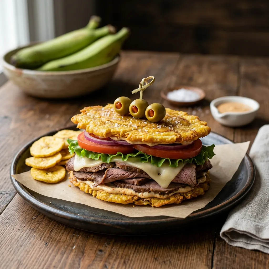 Smashed Plantain Sandwich (Jibarito)