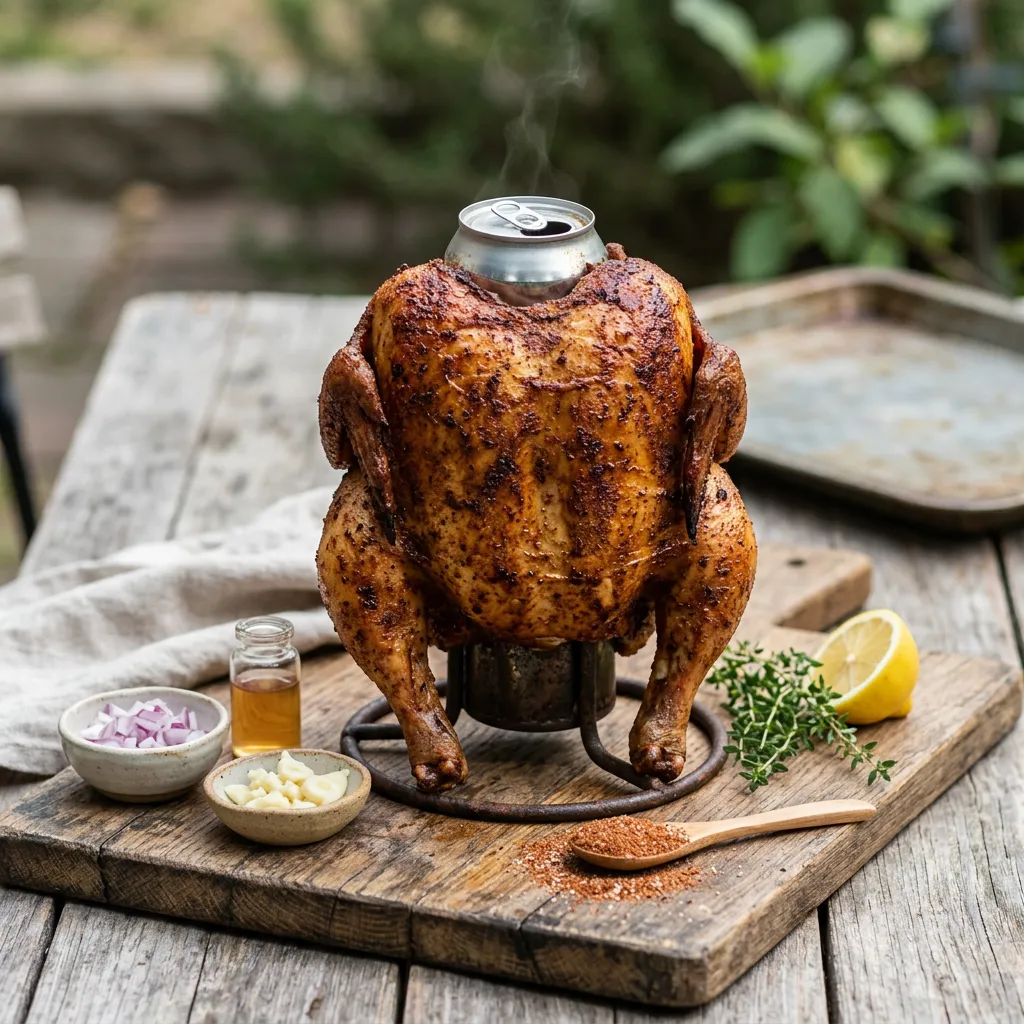Finished Smoked Beer Can Chicken dish