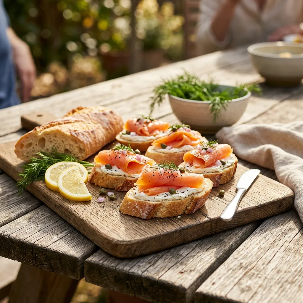 Smoked Salmon Tapas (Salmon Ahumado con Queso Blando)