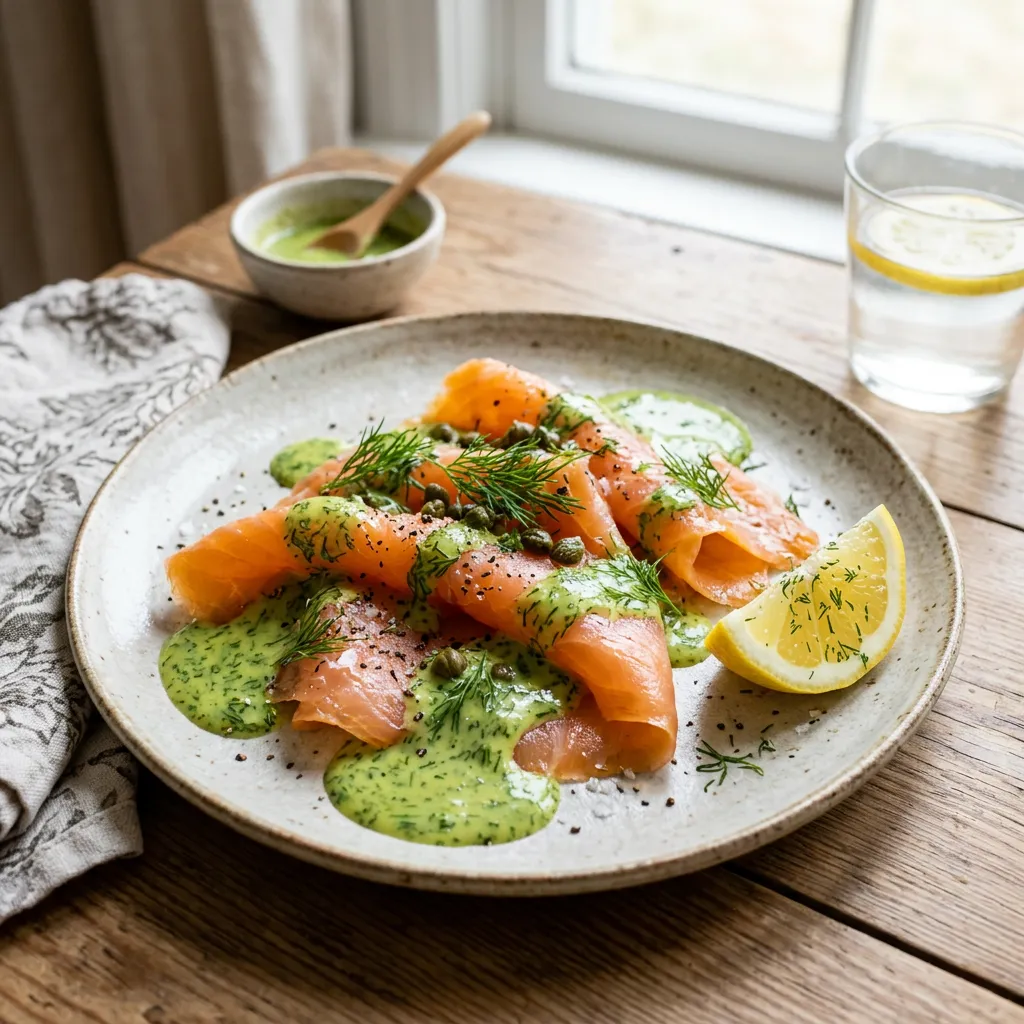 Smoked Salmon With Dill Sauce