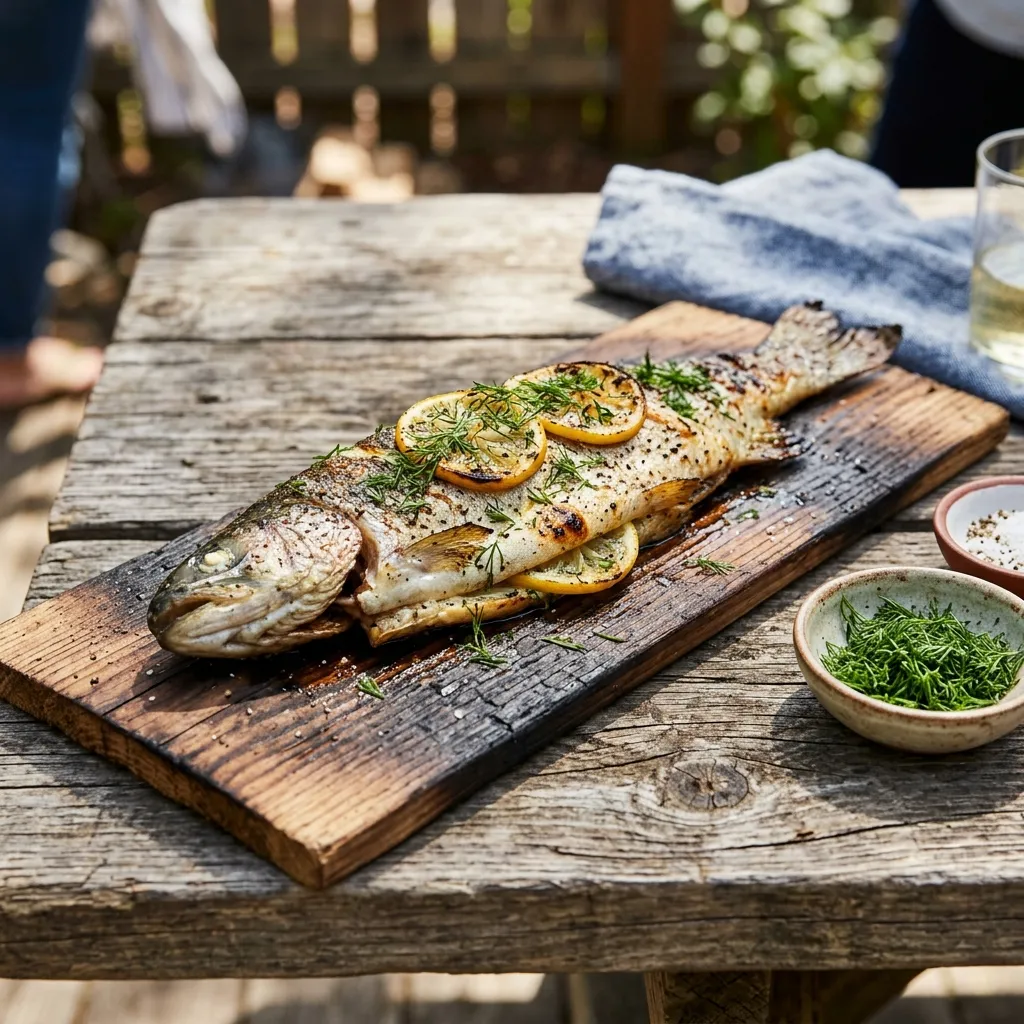 Smoky Cedar Plank Whole Trout