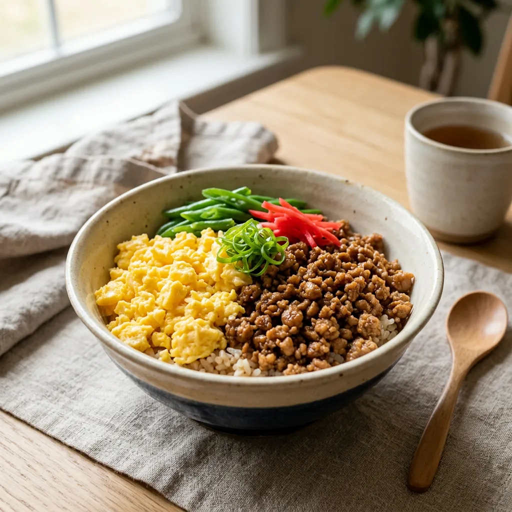 Soboro Donburi (Japanese Ground Chicken Bowl) Recipe